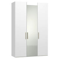 DREHTÜRENSCHRANK 152/236/59 cm,  in Weiß, 3-türig  - Edelstahlfarben/Weiß, Design, Glas/Holzwerkstoff (152/236/59cm) - Jutzler