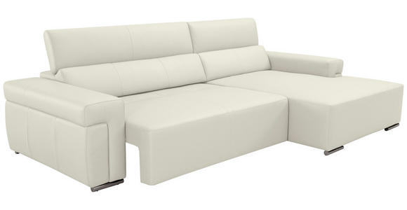 ECKSOFA DUA in Echtleder Weiß  293/170 cm  - Chromfarben/Weiß, Design, Leder/Metall (293/170cm) - Novel
