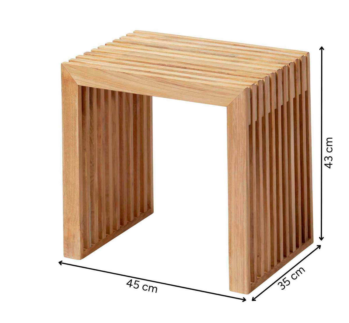HOCKER Holz Teakfarben  - Teakfarben, Konventionell, Holz (45/43/35cm) - MID.YOU