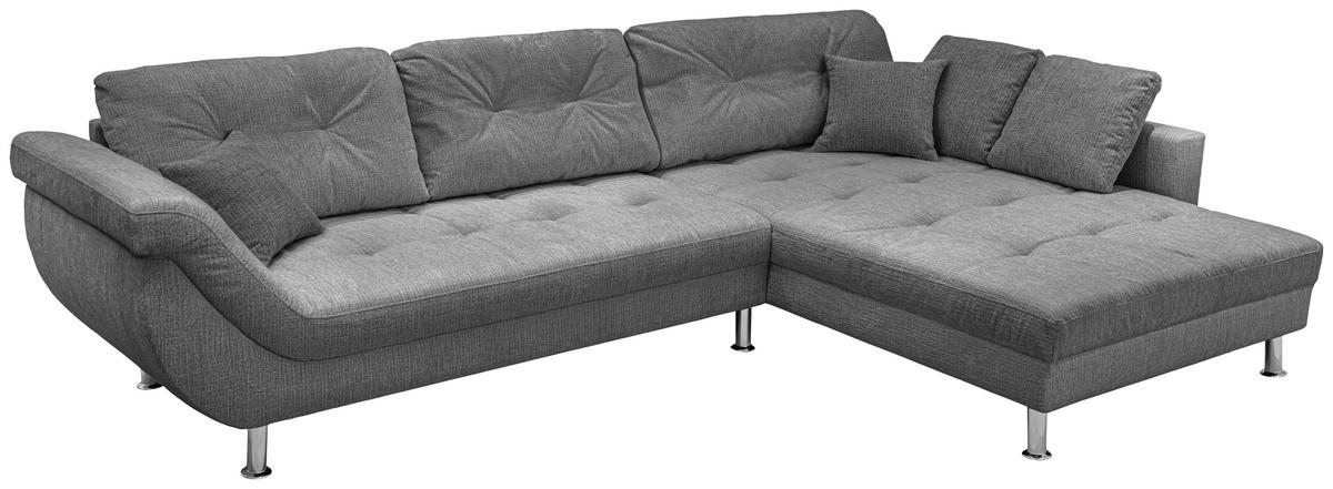ECKSOFA BROOKLYN Dunkelgrau Flachgewebe Zierkissen, Rückenkissen  - Dunkelgrau/Silberfarben, KONVENTIONELL, Kunststoff/Textil (329/199cm) - Livetastic