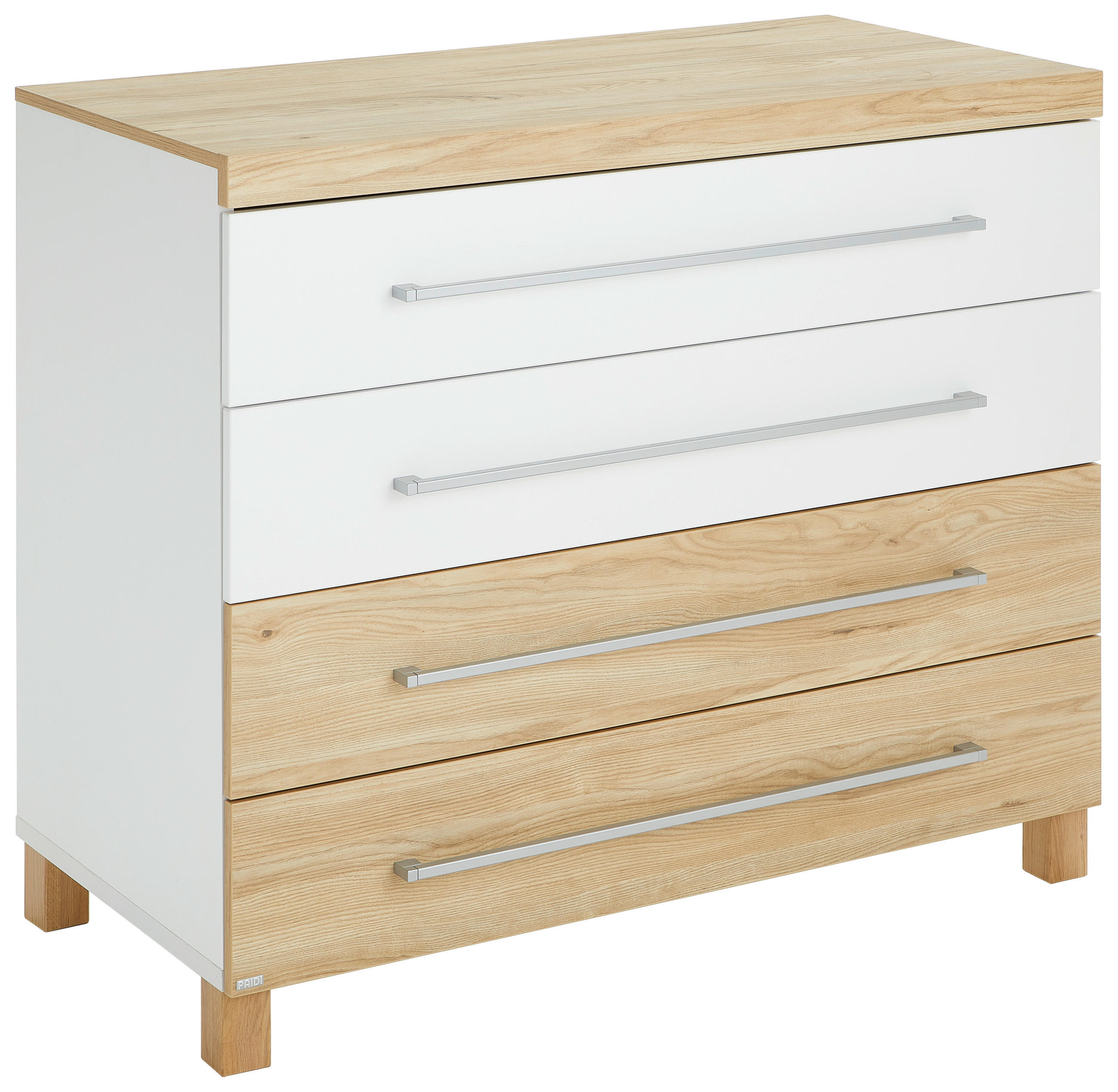 WICKELKOMMODE Lennox Fresh Weiß, Eichefarben  - Eichefarben/Silberfarben, Basics, Holzwerkstoff (109,9/95,8/56,6cm) - Paidi