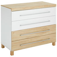 WICKELKOMMODE Lennox Fresh Weiß, Eichefarben  - Eichefarben/Silberfarben, Basics, Holzwerkstoff (109,9/95,8/56,6cm) - Paidi