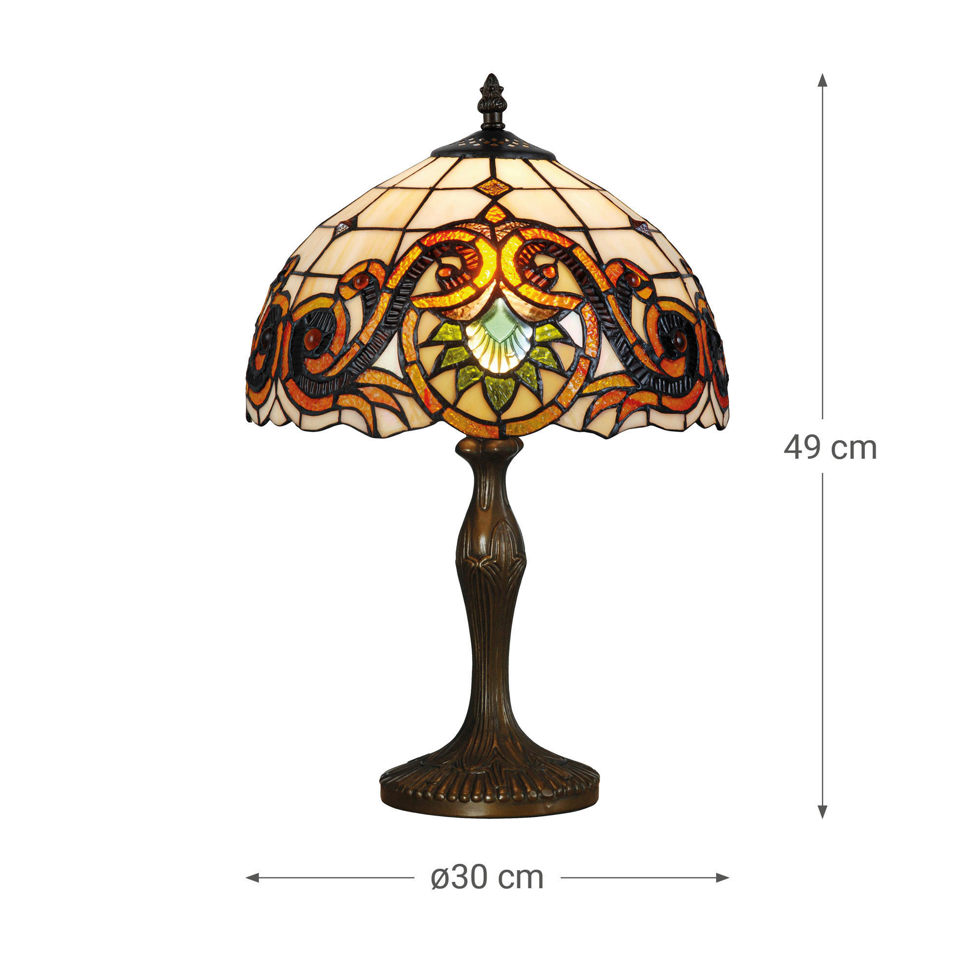 ASZTALI LÁMPA - barna/többszínű, Basics, Üveg/fém (48/30/30cm)