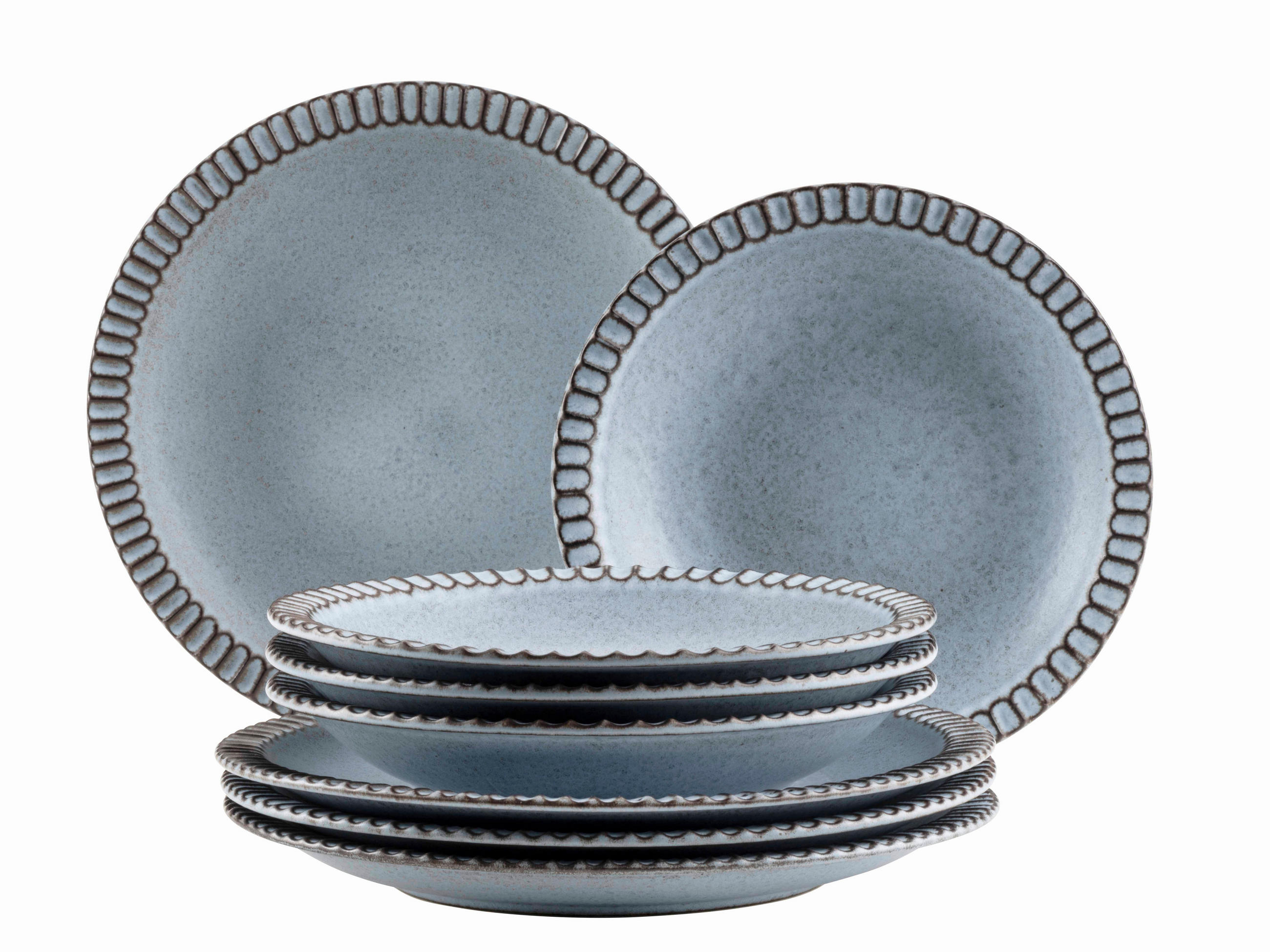 TELLERSET IDA 8-teilig  - Blau, Basics, Keramik - Mäser