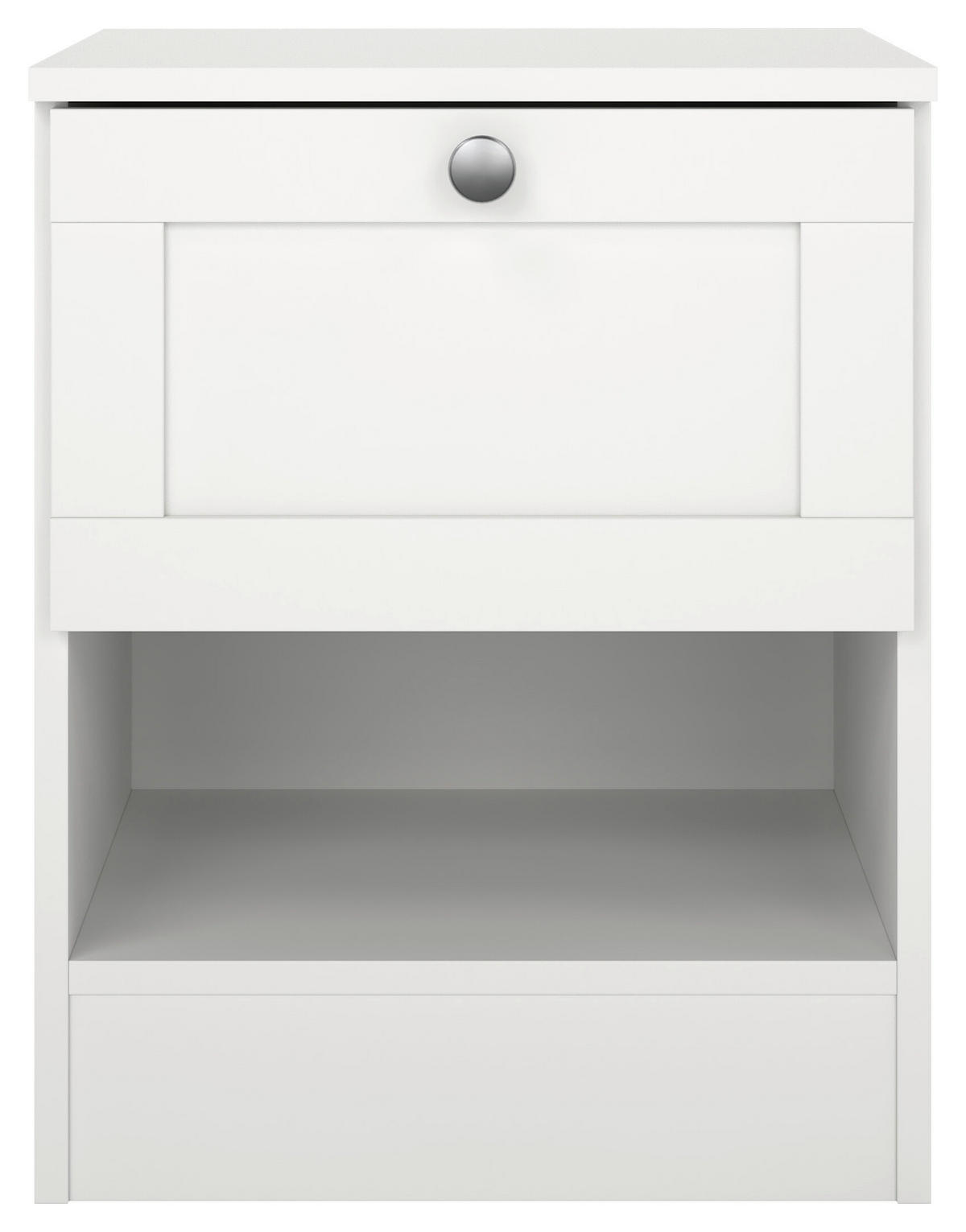 NACHTSCHRANK 40,2/51,2/36 cm  - Silberfarben/Weiß, MODERN, Holzwerkstoff/Metall (40,2/51,2/36cm) - MID.YOU