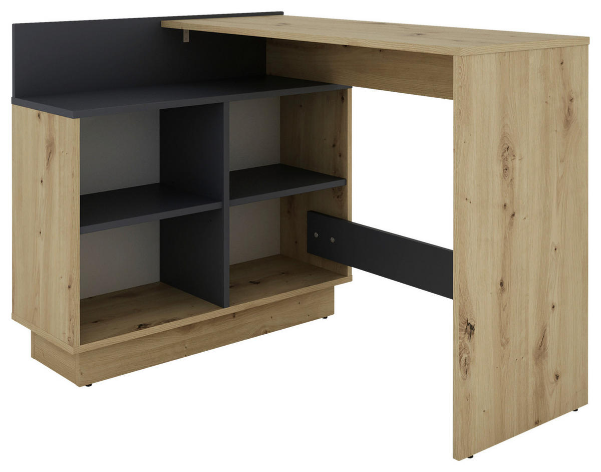 ECKSCHREIBTISCH 112/80/77,5 cm  in Graphitfarben, Eiche Artisan  - Graphitfarben/Eiche Artisan, MODERN, Holzwerkstoff (112/80/77,5cm) - MID.YOU