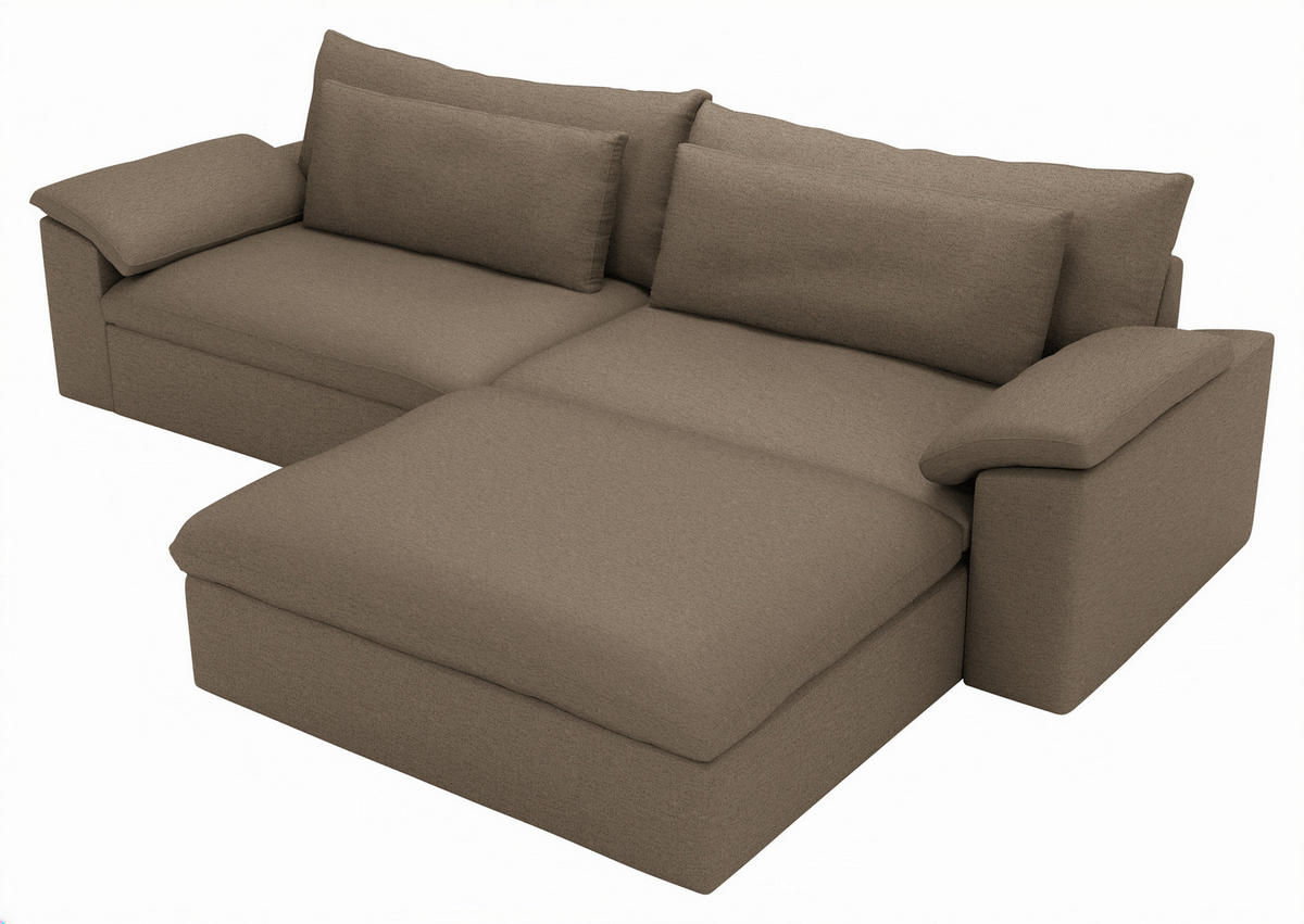 ECKSOFA Flachgewebe Dunkelbraun  - Dunkelbraun/Schwarz, Modern, Kunststoff/Textil (306/198cm) - Carryhome