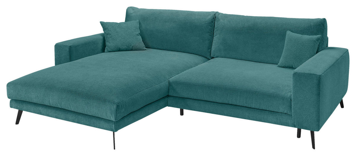 ECKSOFA Petrol Webstoff  - Petrol/Schwarz, KONVENTIONELL, Textil/Metall (196/269cm) - SetOne by Musterring