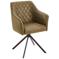 ARMLEHNSTUHL  in Eisen Mikrofaser  - Schwarz/Olivgrün, MODERN, Holz/Textil (61/91/58cm) - Livetastic