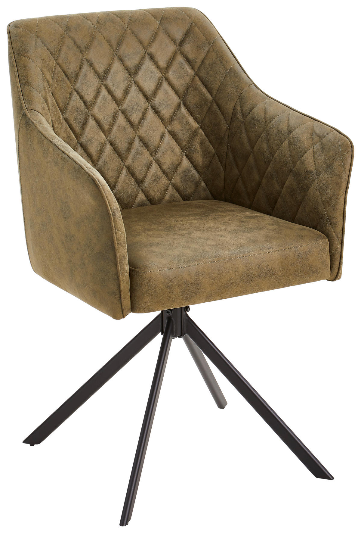 ARMLEHNSTUHL  in Eisen Mikrofaser  - Schwarz/Olivgrün, MODERN, Holz/Textil (61/91/58cm) - Livetastic