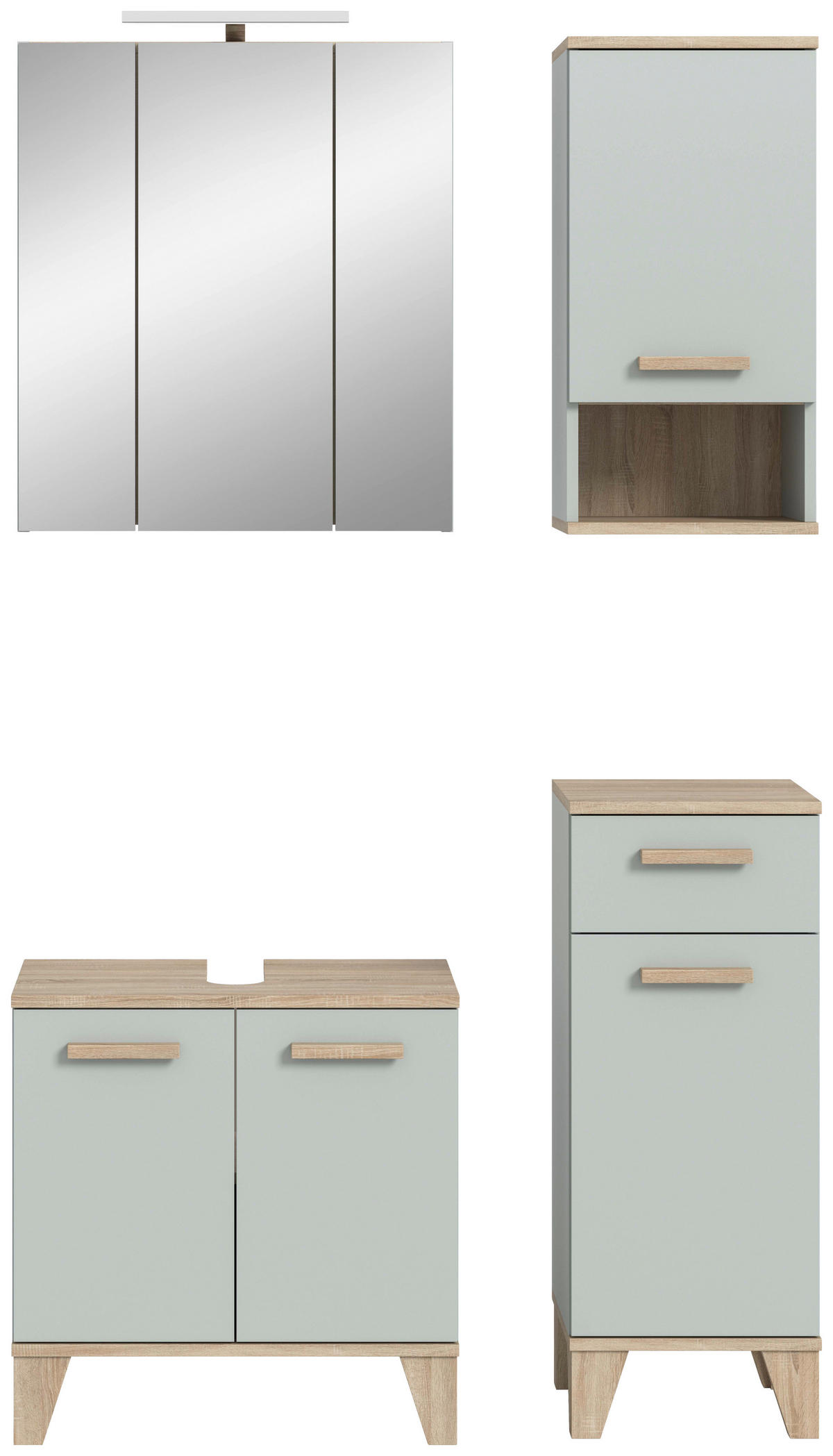 BADEZIMMER 5-teilig 94 cm  - Eiche San Remo/Graugrün, Modern, Holzwerkstoff/Kunststoff (94cm) - MID.YOU