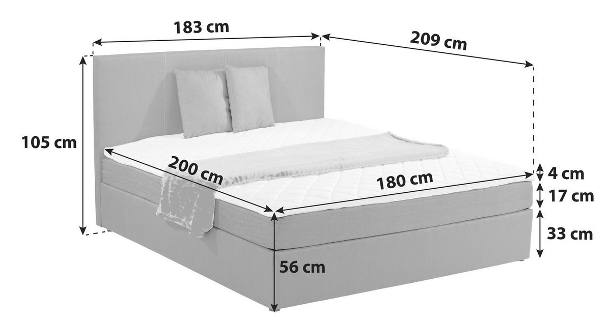 POSTELJA Z VZMETNICO 180 cm   x 200 cm  , tekstil peščene barve  - črna/peščene barve, Basics, umetna masa/tekstil (180/200cm) - P & B