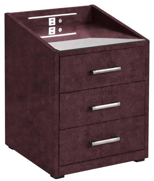 NACHTSCHRANK 47/61/46 cm  - Silberfarben/Aubergine, Basics, Holzwerkstoff/Kunststoff (47/61/46cm) - Esposa