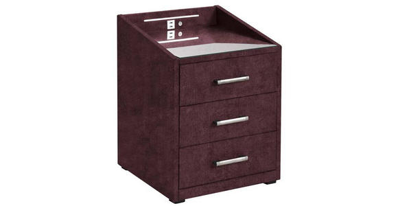 NACHTSCHRANK 47/61/46 cm  - Silberfarben/Aubergine, Basics, Holzwerkstoff/Kunststoff (47/61/46cm) - Esposa