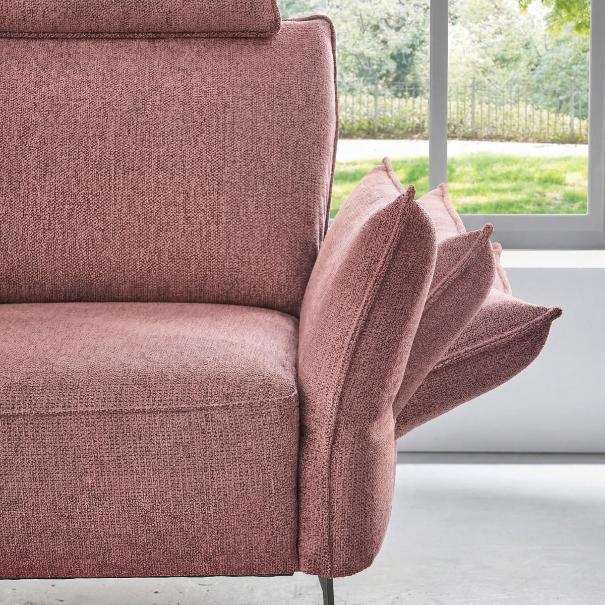 RÉCAMIERE Chenille Bordeaux  - Bordeaux/Schwarz, Konventionell, Textil/Metall (206/90/92cm) - Elegando