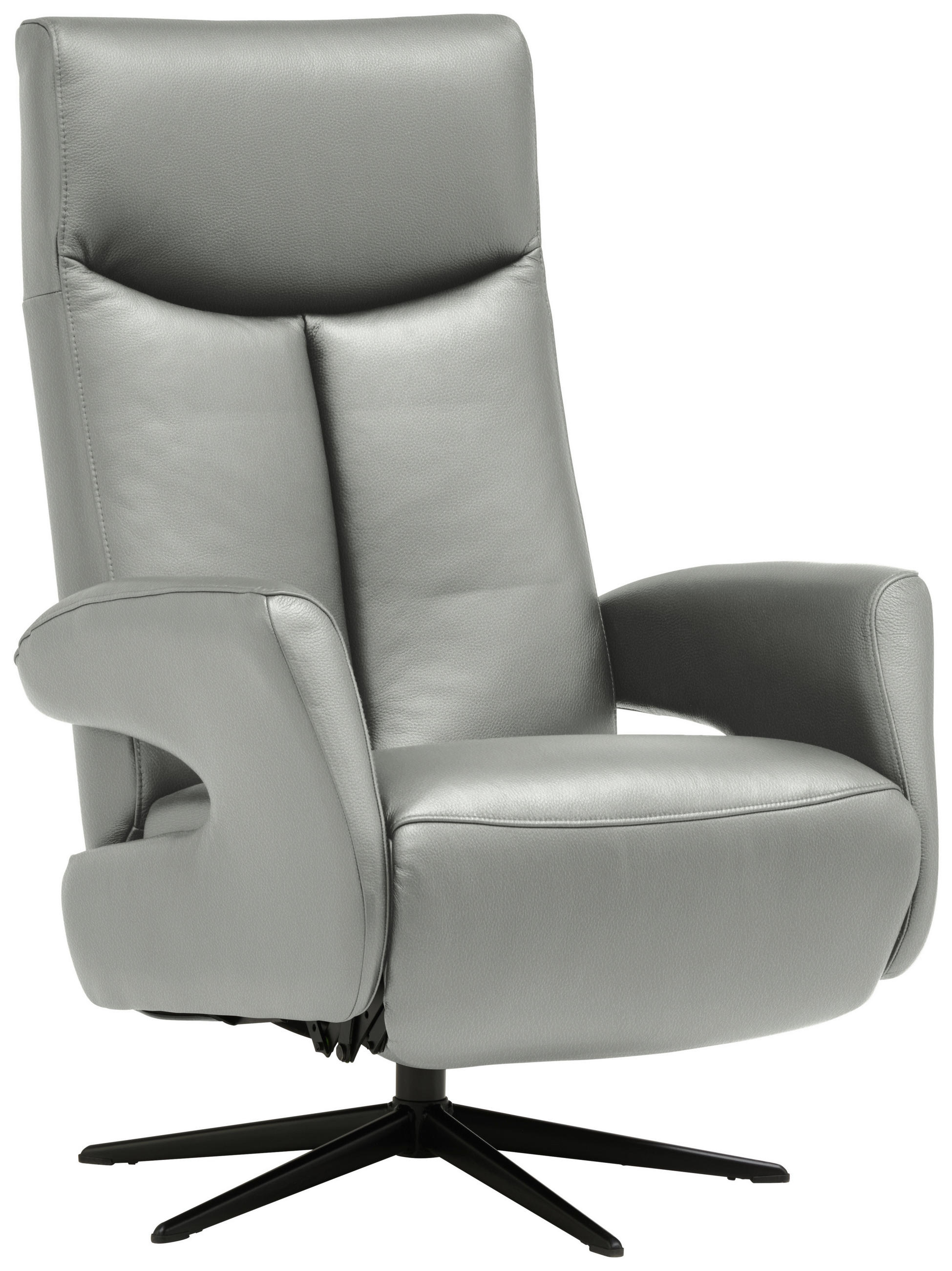 RELAXSESSEL in Leder Grau  - Schwarz/Grau, Design, Leder/Metall (74/105/82cm) - Welnova