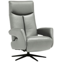 RELAXSESSEL in Leder Grau  - Schwarz/Grau, Design, Leder/Metall (74/105/82cm) - Welnova