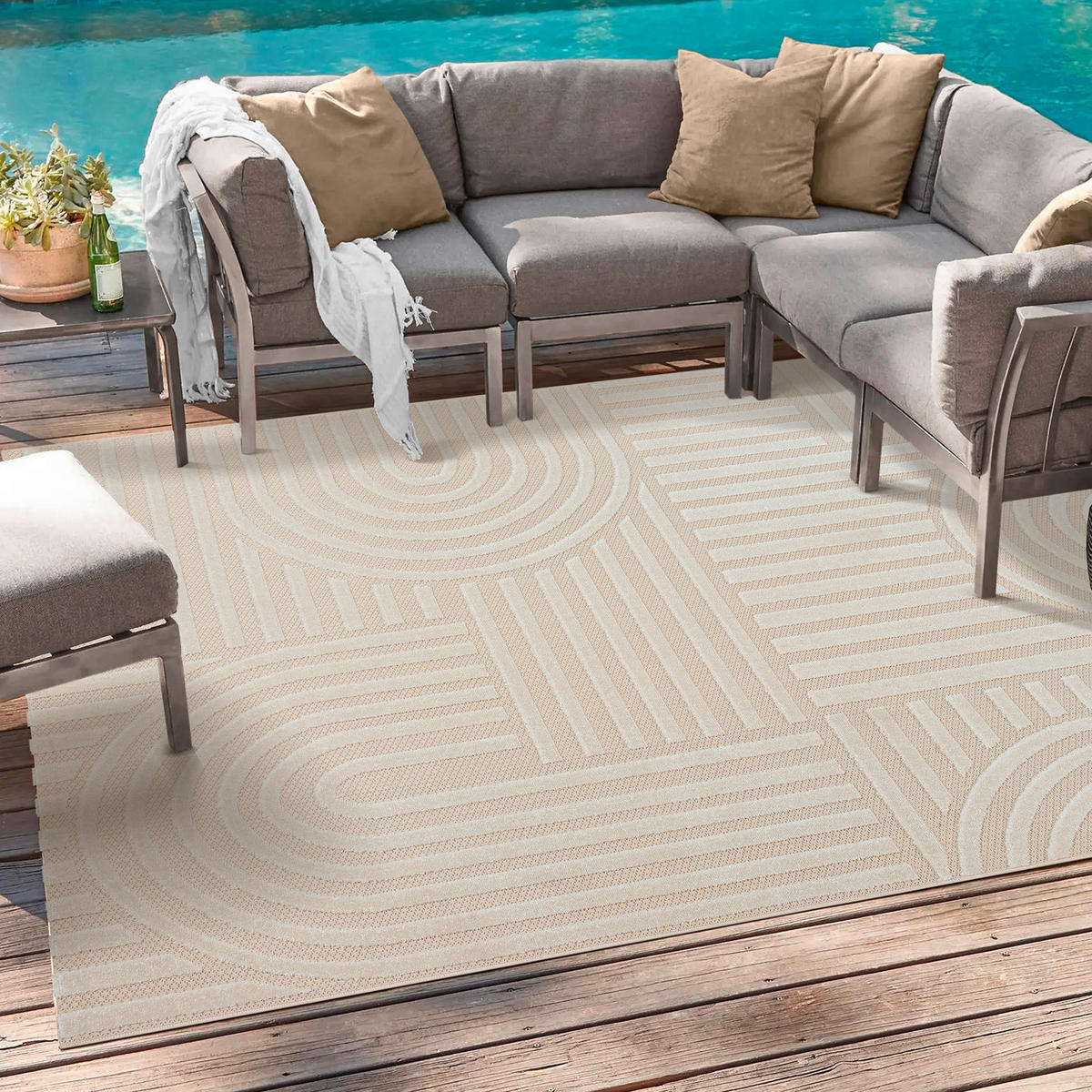 OUTDOORTEPPICH 60/110 cm Berlin Creme  - Creme, KONVENTIONELL, Kunststoff/Textil (60/110cm)