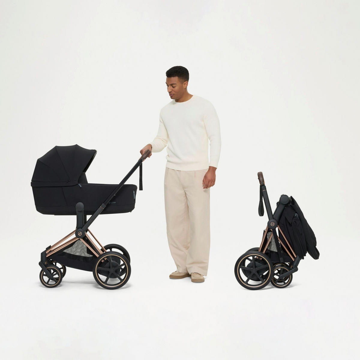 KOMBINIRANA DJEČJA KOLICA  ePRIAM Comfort Matt Black  - bež/crna, Basics, tekstil/metal (84-93,5/60/100-109cm) - cybex PLATINUM