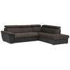 ECKSOFA in Mikrofaser Schwarz, Dunkelbraun  - Chromfarben/Dunkelbraun, Design, Textil/Metall (262/216cm) - Livetastic