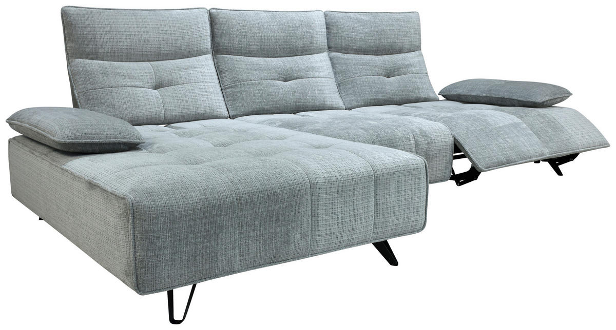 ECKSOFA Hellgrau Chenille  - Hellgrau/Schwarz, Design, Kunststoff/Textil (162/314cm) - Livetastic