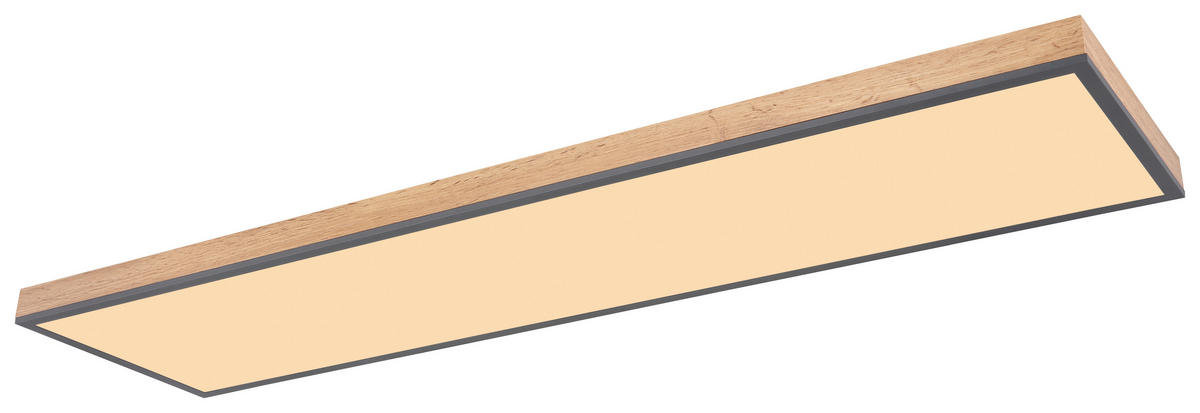 LED-DECKENLEUCHTE DORO 120/30/7,5 cm   - Opal/Graphitfarben, Basics, Holz/Kunststoff (120/30/7,5cm) - Globo