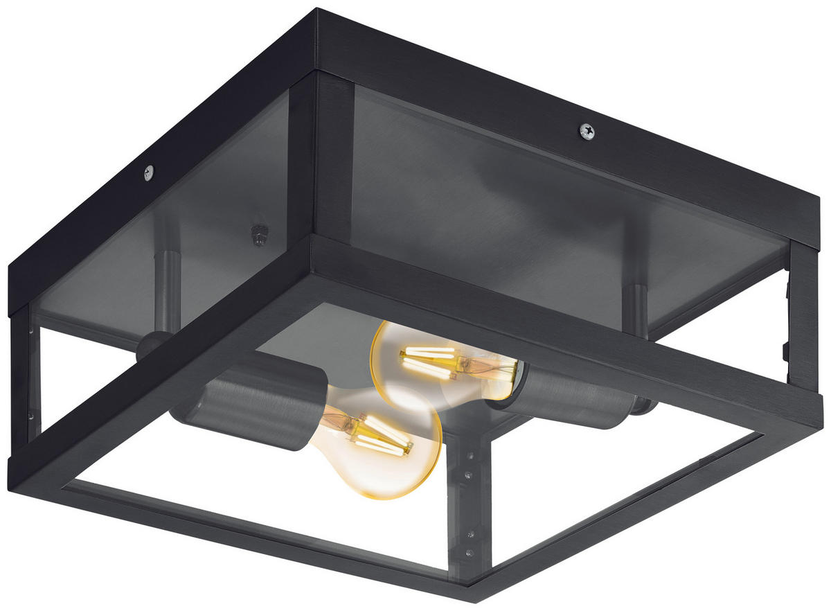 ZUNANJA STROPNA SVETILKA  Alamonte   29/29/13 cm          - črna/barve cinka, Trendi, kovina/steklo (29/29/13cm)