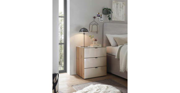NACHTSCHRANK 50/59,2/43 cm  - Schieferfarben/Eiche Bianco, Basics, Glas/Holzwerkstoff (50/59,2/43cm) - Dieter Knoll