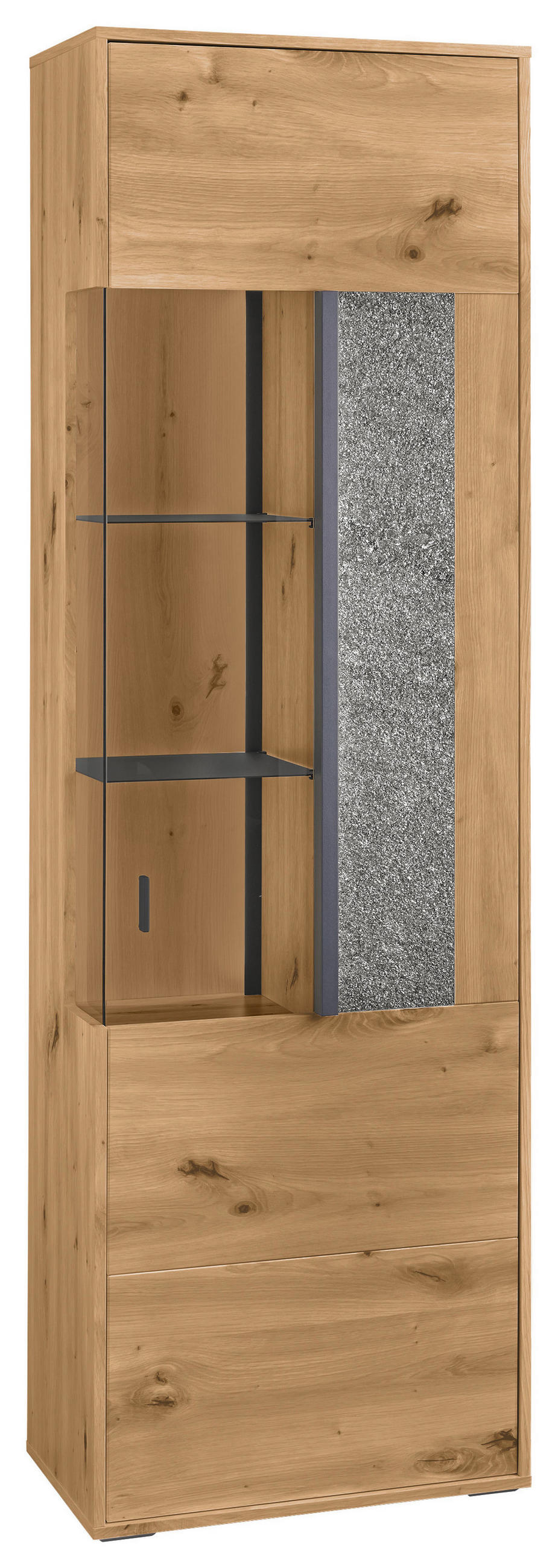 VITRINE in Grau, Eiche Artisan  - Dunkelgrau/Eiche Artisan, Design, Glas/Holzwerkstoff (63,7/204/37,2cm) - SetOne by Musterring