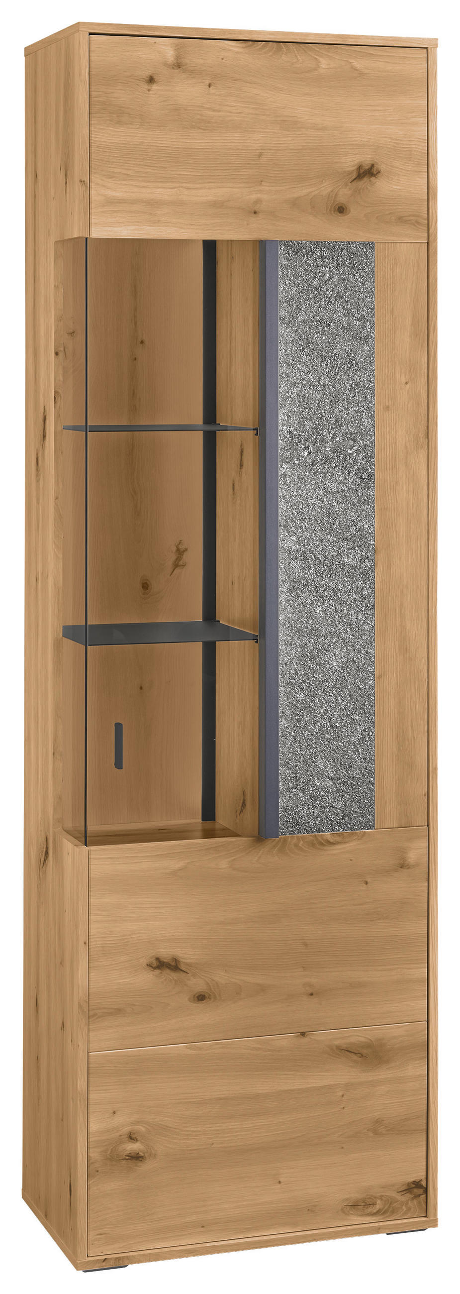 VITRINE in Grau, Eiche Artisan  - Dunkelgrau/Eiche Artisan, Design, Glas/Holzwerkstoff (63,7/204/37,2cm) - SetOne by Musterring