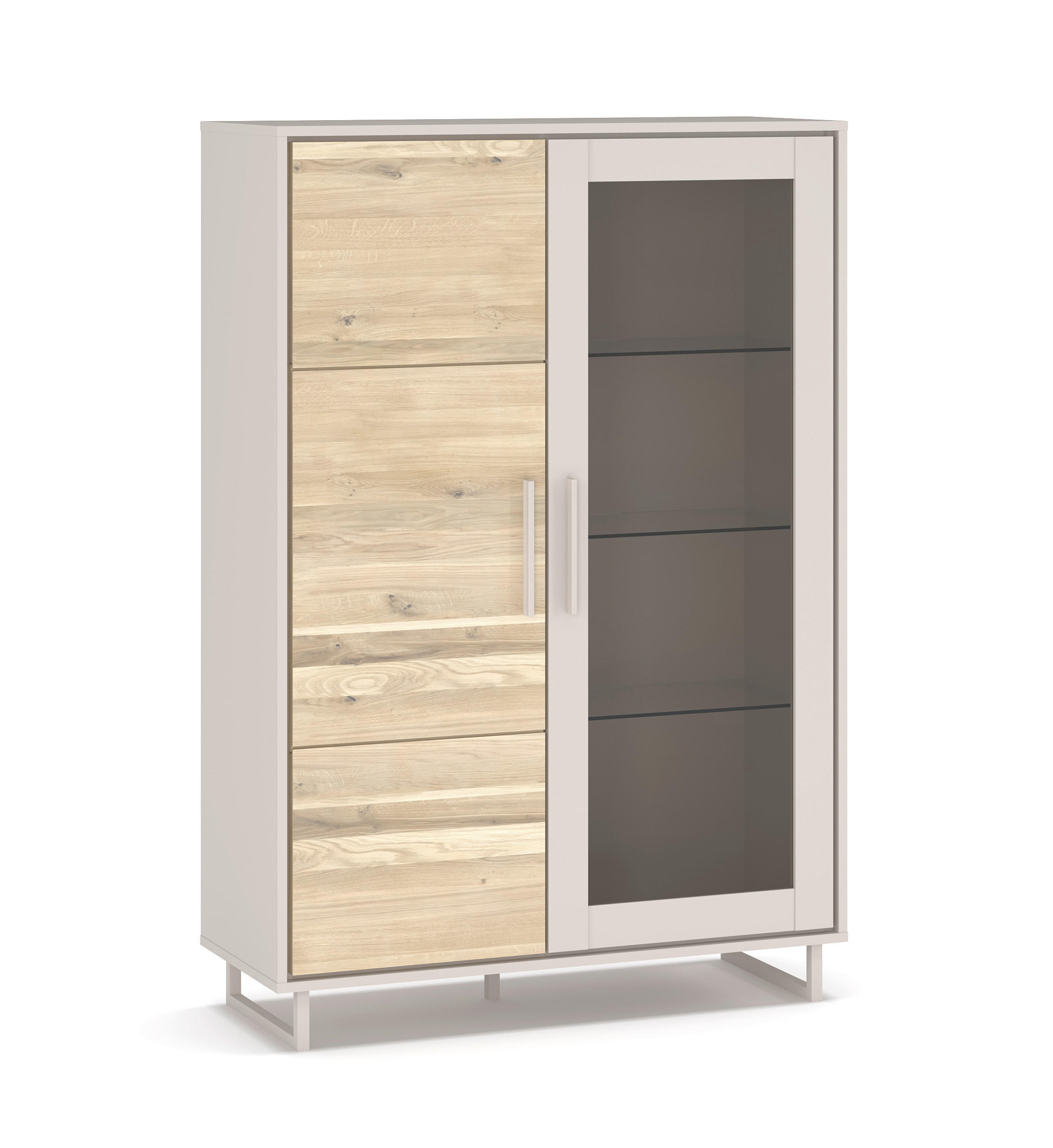 VITRINE  in massiv Eiche Eiche Bianco - Kaschmir/Eiche Bianco, Design, Glas/Holz (102/148/40cm) - Livetastic