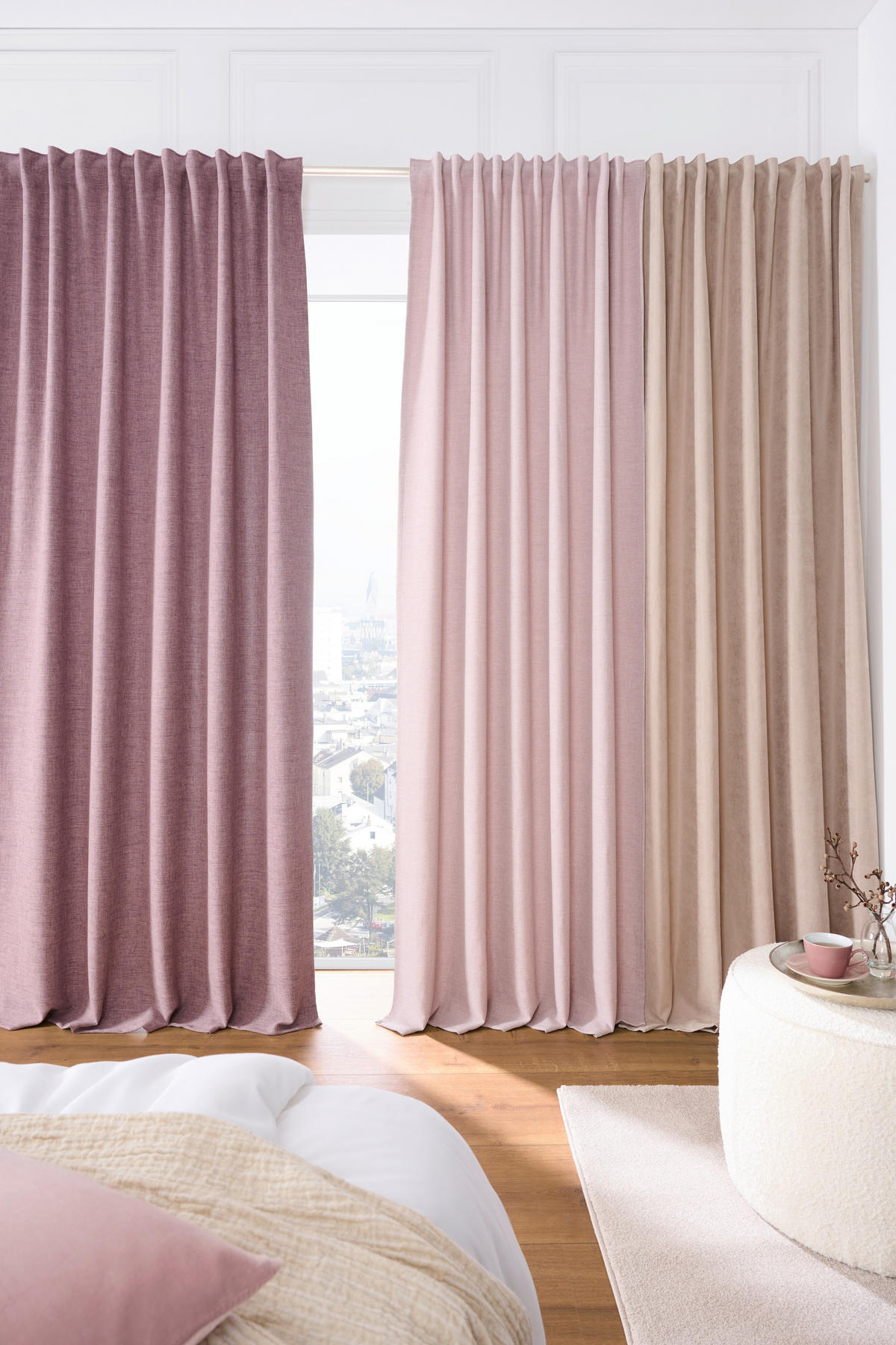 KÉSZFÜGGÖNY részben fényzáró  - mályva, Basics, textil (140/245cm) - Esposa
