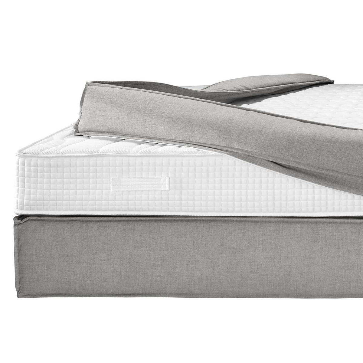 BOXSPRINGBETT 200/200 cm  in Hellgrau  - Hellgrau/Schwarz, Design, Textil (200/200cm) - home24