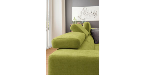 ECKSOFA in Chenille Hellgrün  301/207 cm  - Chromfarben/Hellgrün, Design, Textil (301/207cm) - Xora