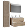 BADEZIMMER 4-teilig  in 93 cm  - Weiss/Alufarben, Modern, Keramik/Holzwerkstoff (93cm) - MID.YOU