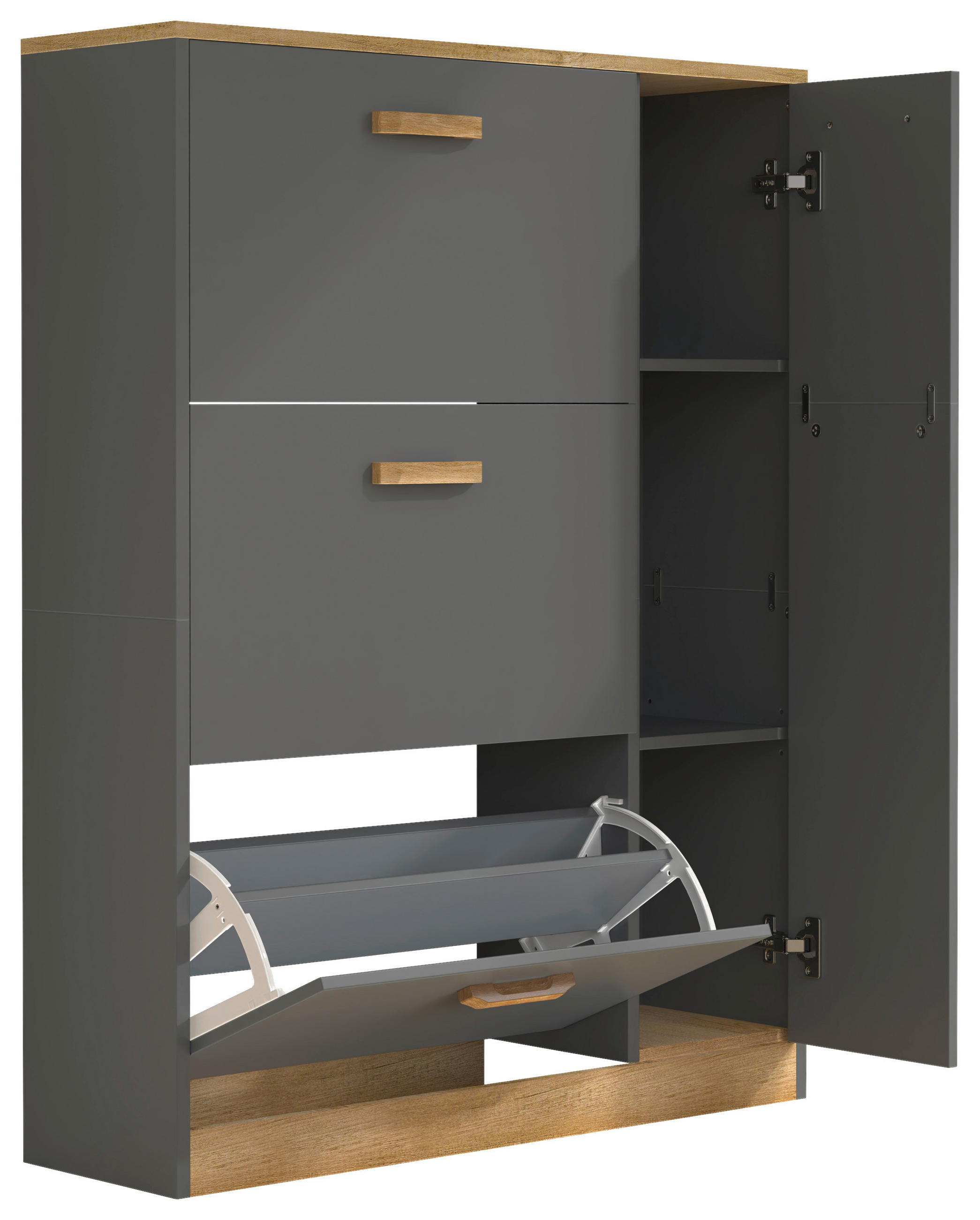 SCHUHSCHRANK Halom 80/105/24 cm  - Honigeiche/Anthrazit, Lifestyle, Holzwerkstoff (80/105/24cm) - MID.YOU