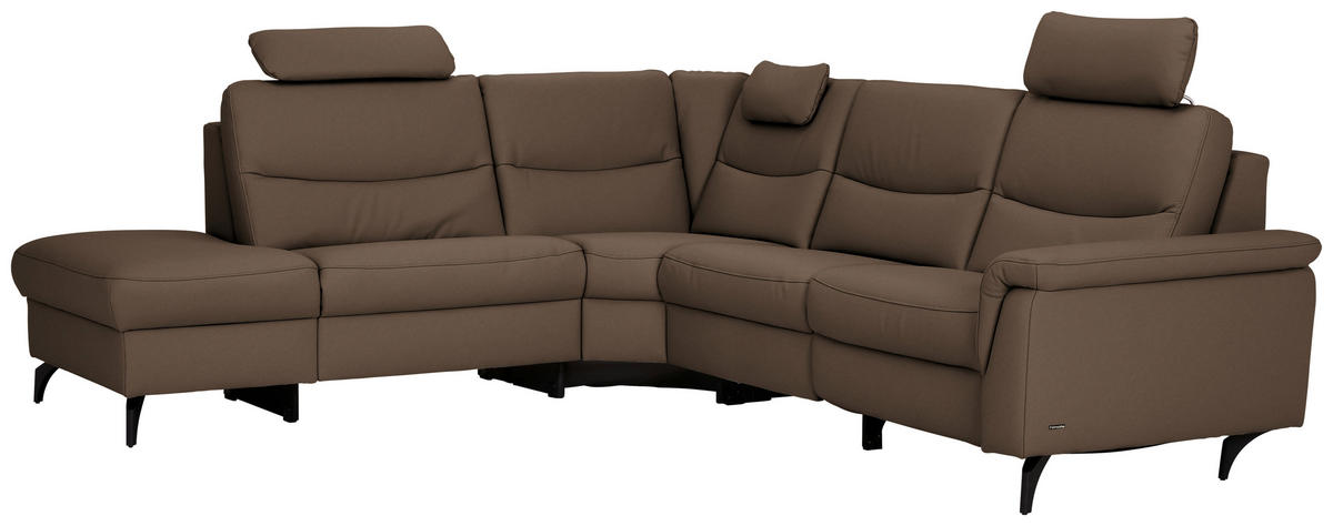 ECKSOFA  in Echtleder Braun  249/280 cm  - Anthrazit/Braun, Design, Leder/Metall (249/280cm) - Himolla Komfortklass
