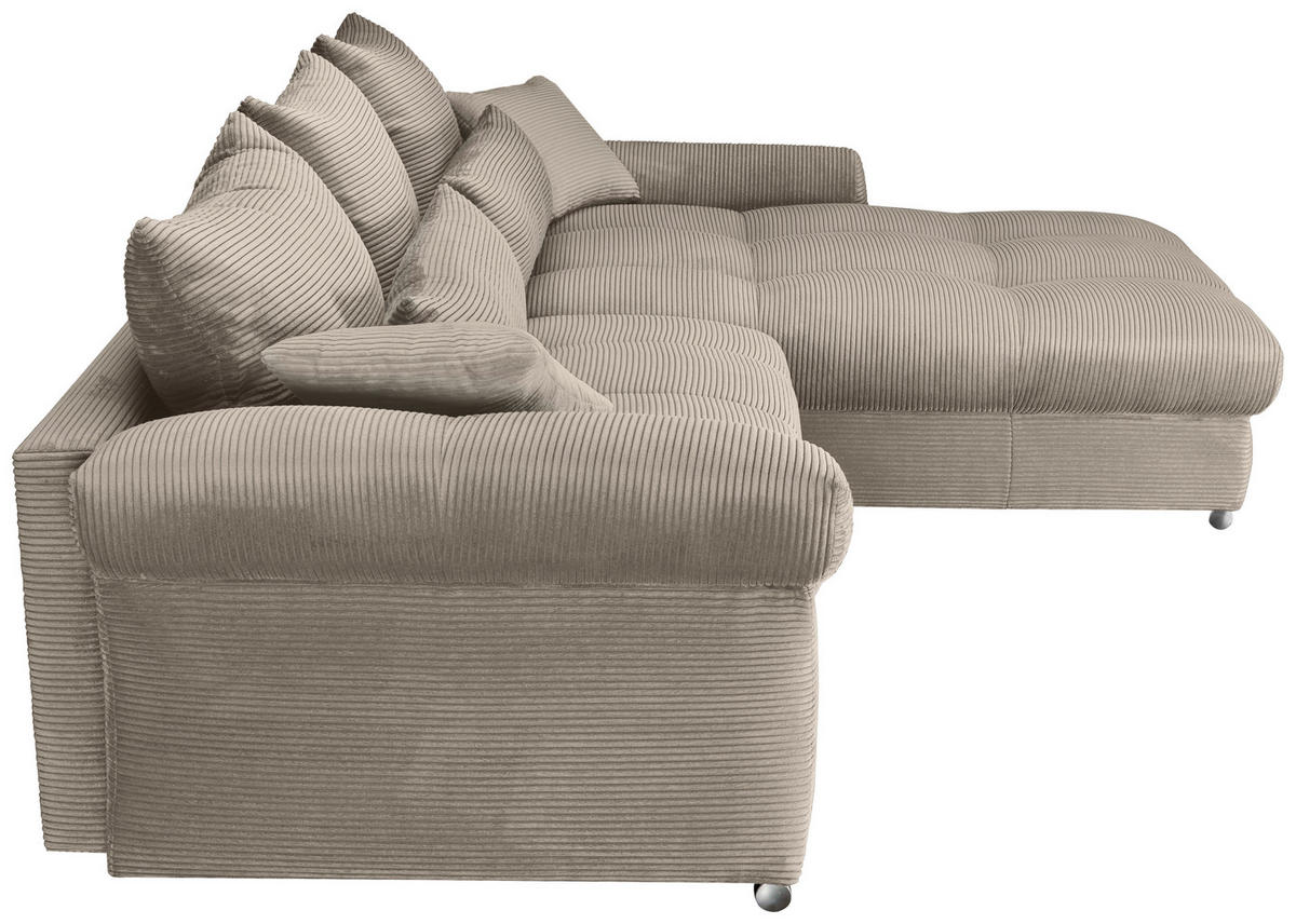 ECKSOFA Taupe Cord  - Taupe/Chromfarben, KONVENTIONELL, Textil/Metall (335/225cm) - Carryhome