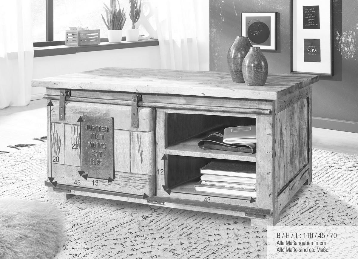 COUCHTISCH Mangoholz massiv 110/70/45 cm rechteckig Braun, Schwarz, Weiß  - Schwarz/Braun, KONVENTIONELL, Holz/Metall (110/70/45cm) - Livetastic