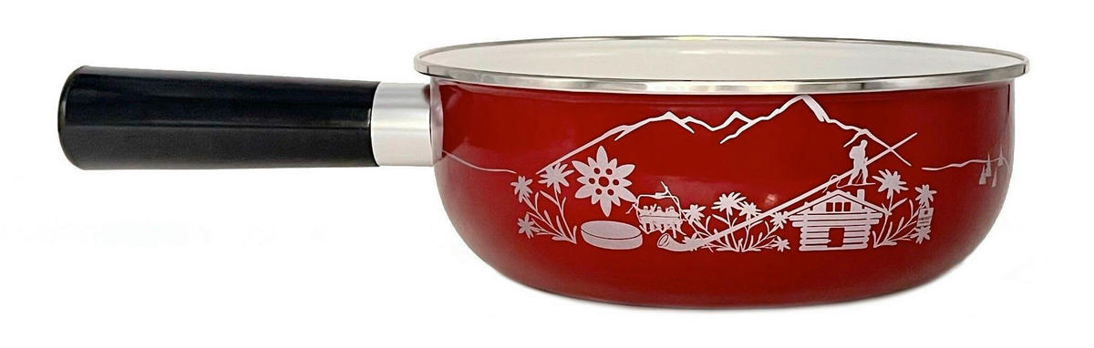 FONDUEPFANNE Heidi Cheese Line: The alps  - Weiss/Rot, Basics, Metall (21cm) - Heidi Cheese Line