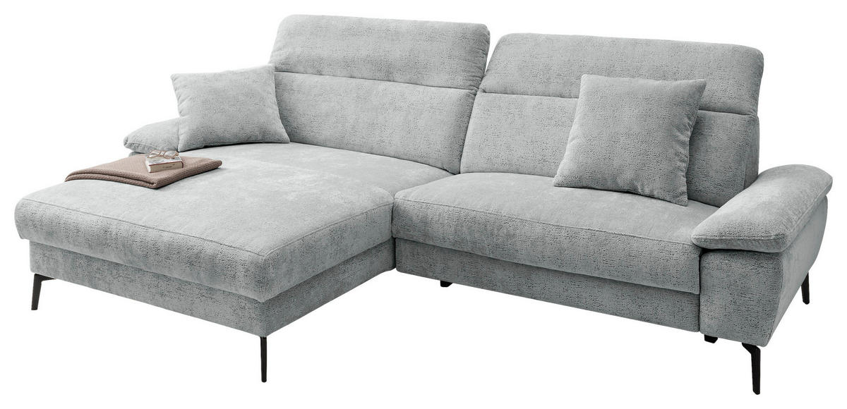 ECKSOFA CANCELLI in Struktur Blau  178/300 cm  - Blau/Schwarz, KONVENTIONELL, Textil/Metall (178/300cm) - Livetastic