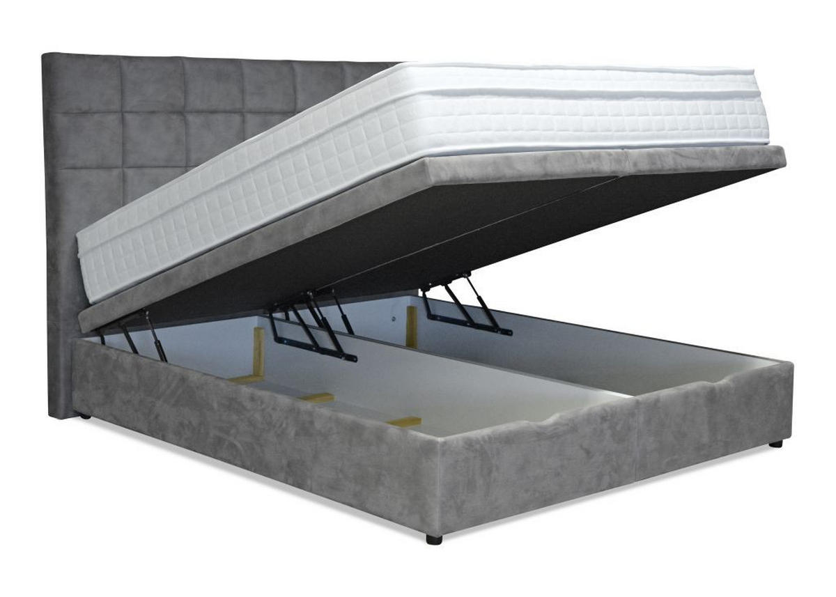 BOXSPRING KREVET 160/200 cm     siva  - siva/crna, Moderno, drvni materijal/drvo (160/200cm) - Novel