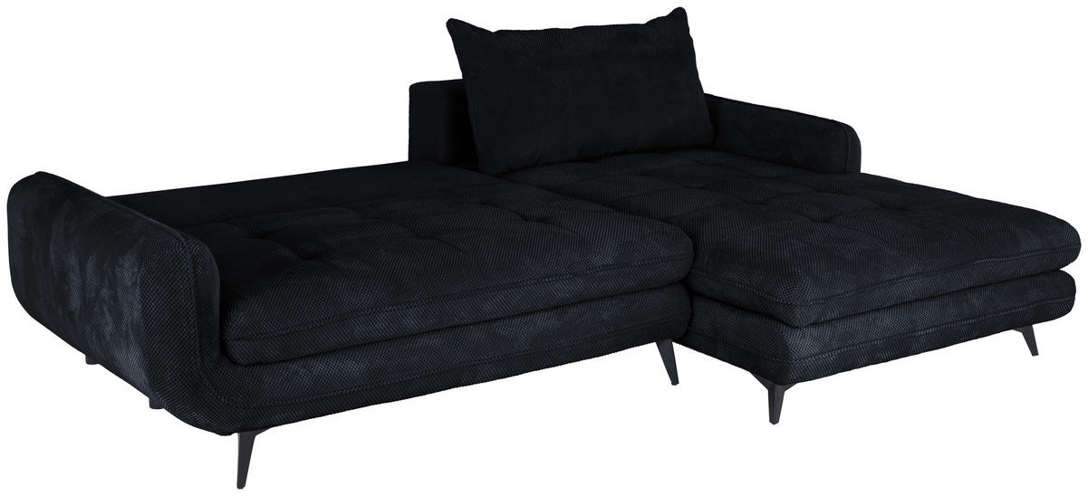 ECKSOFA WAVE Schwarz Struktur  - Beige/Schwarz, MODERN, Textil/Metall (266/189cm) - MID.YOU