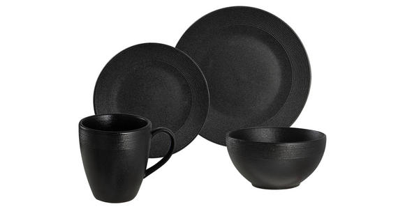 KOMBISERVICE Schwarz 16-teilig 4 Personen - Schwarz, LIFESTYLE, Keramik (36.5/33.5/33.5cm) - Novel