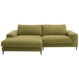 ECKSOFA  in Flachgewebe Hellgrün Rücken echt  177/253 cm  - Schwarz/Hellgrün, Design, Textil/Metall (177/253cm) - Dieter Knoll