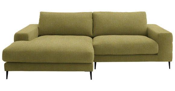 ECKSOFA  in Flachgewebe Hellgrün Rücken echt  177/253 cm  - Schwarz/Hellgrün, Design, Textil/Metall (177/253cm) - Dieter Knoll
