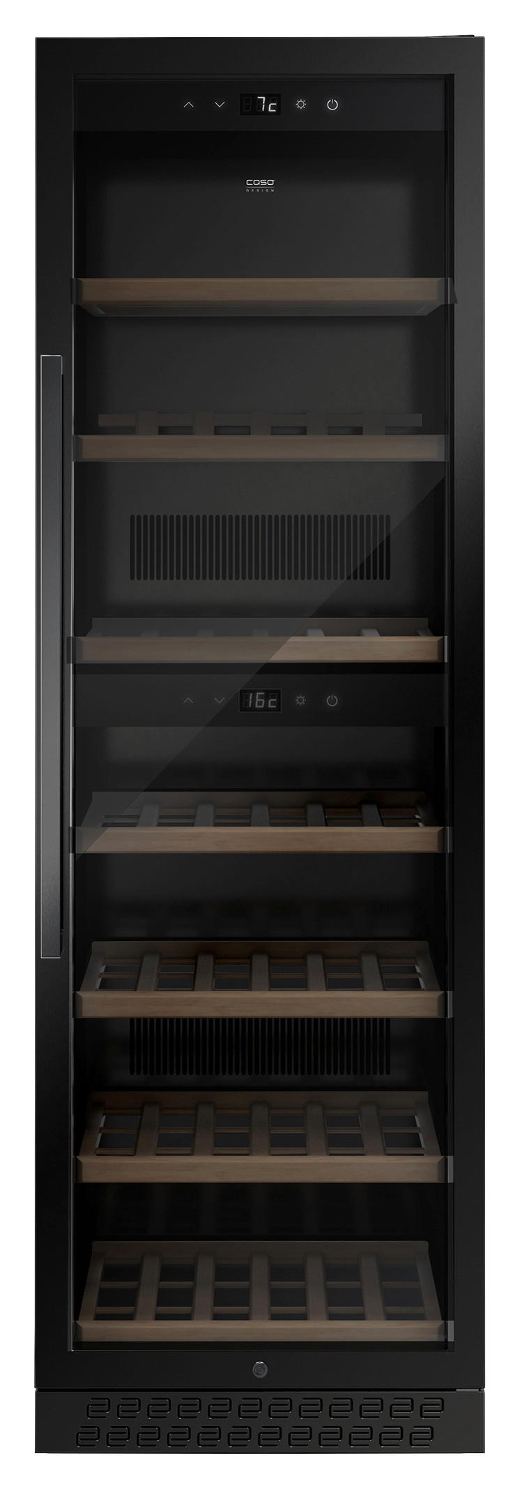 WEINKÜHLSCHRANK WineChef Pro 180 black  - Schwarz, Basics, Glas/Metall (59,5/186,0/69,0cm) - CASO Design
