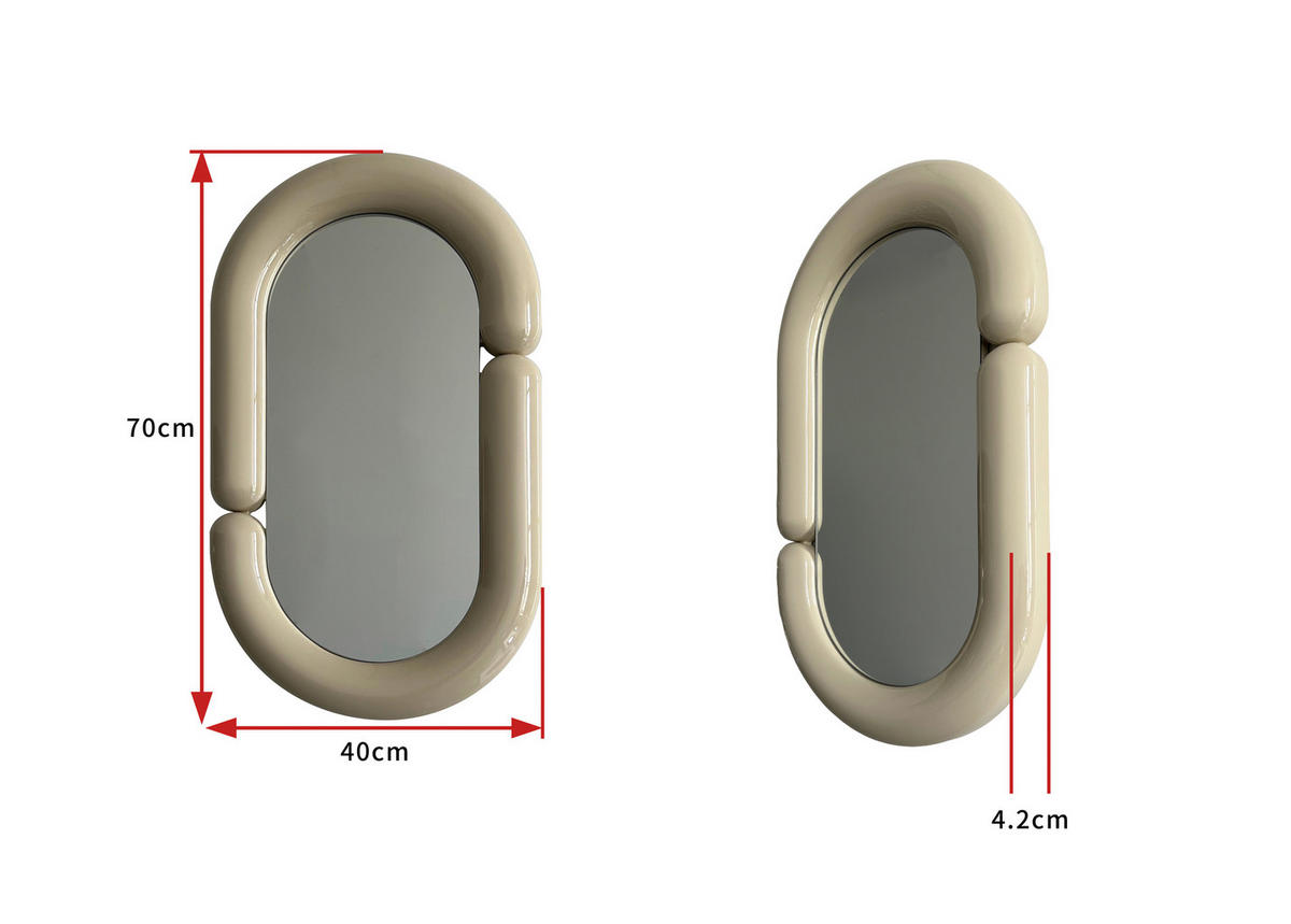 WANDSPIEGEL 40/70/4,2 cm    in oval  - Kaschmir, Basics, Glas/Holzwerkstoff (40/70/4,2cm) - MID.YOU