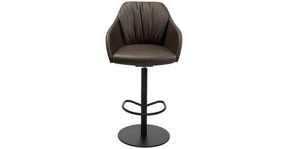 BARHOCKER in Metall, Leder Braun - Schwarz/Braun, Design, Leder/Metall (59/109,5-120/42cm) - Johann Jakob