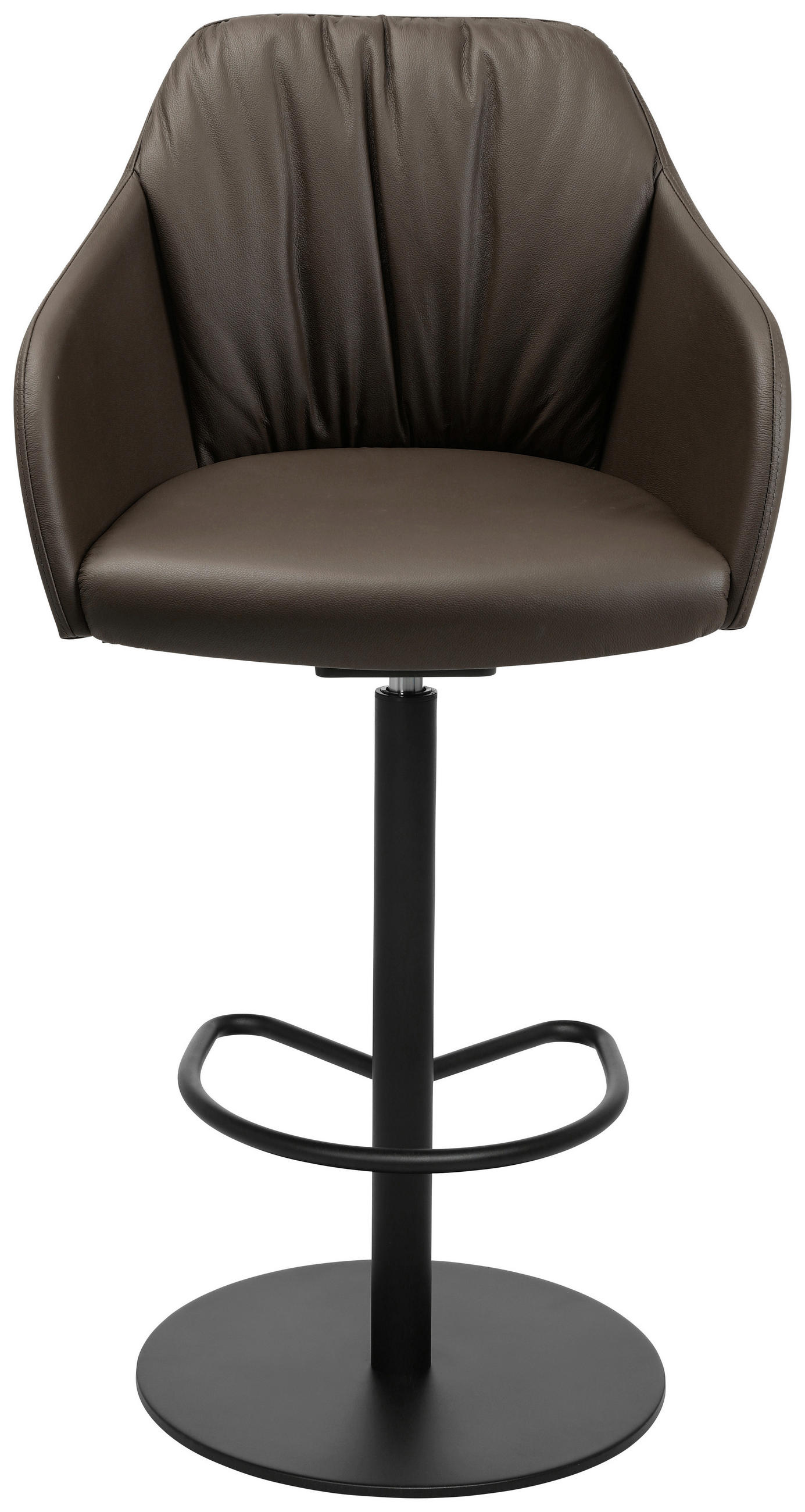 BARHOCKER in Metall, Leder Braun  - Schwarz/Braun, Design, Leder/Metall (59/109,5-120/42cm) - Johann Jakob